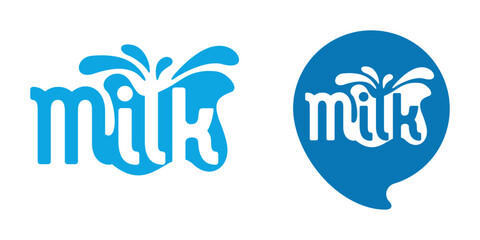 Milk emblem in calligraphic negative space style