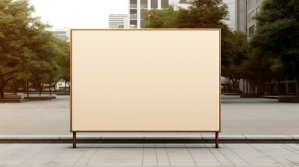 Large Blank Advertising Billboard Standing in Urban Plaza During Daylight Hours. Mock up, copy space, banner.