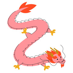 pink doodle chinese dragon