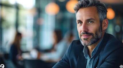 Obraz premium A businessman attending a meeting and listening to a discussion