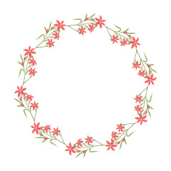 Vector hand drawn floral wreath frame on white background
