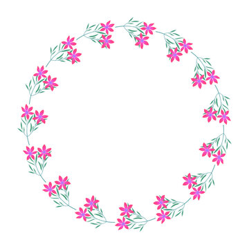 Vector hand drawn floral wreath frame on white background © Nganhaycuoi