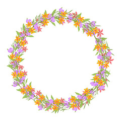 Fototapeta na wymiar Vector hand drawn floral wreath frame on white background