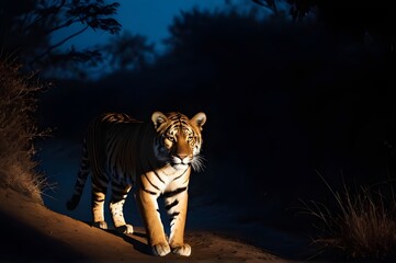 tiger in the night