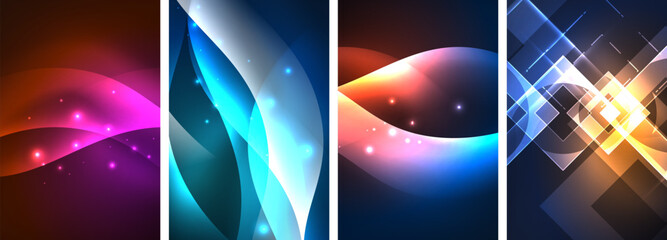 Fototapeta premium Neon glow light lightning concept posters. Vector illustration For Wallpaper, Banner, Background, Card, Book Illustration, landing page