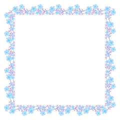 Vector hand drawn floral frame on white background