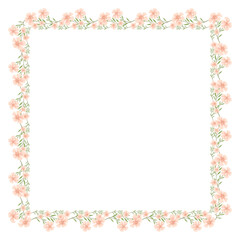 Vector hand drawn floral frame on white background