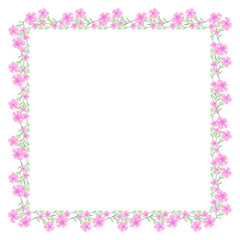Vector hand drawn floral frame on white background