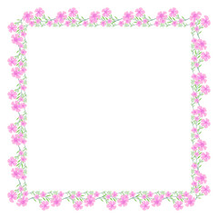 Vector hand drawn floral frame on white background