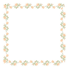 Vector hand drawn floral frame on white background