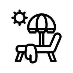 sun bed line icon illustration vector graphic. Simple element illustration vector graphic, suitable for app, websites, and presentations isolated on white background