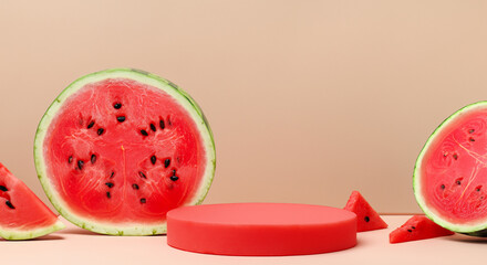 Fresh and ripe watermelon slice on a white background, perfect for a healthy and sweet summer snack or dessert plate