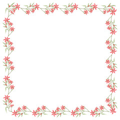 Vector hand drawn floral frame on white background