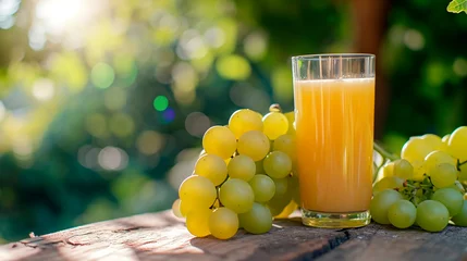 Poster grape juice in a glass with soda. Selective focus. © yanadjan