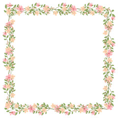 Vector hand drawn floral frame on white background