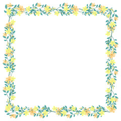 Vector hand drawn floral frame on white background