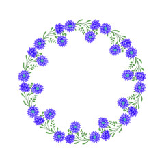 Vector hand drawn floral wreath frame on white background