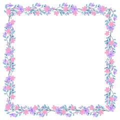 Vector hand drawn floral frame on white background