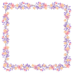 Vector hand drawn floral frame on white background