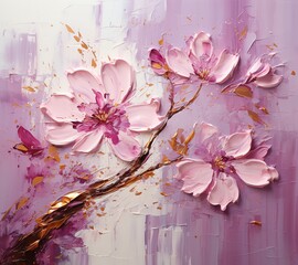 Pink Blossoms on Abstract Background