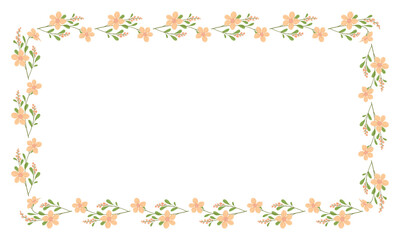 Vector hand drawn floral frame on white background