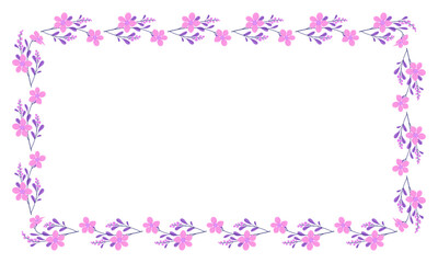 Vector hand drawn floral frame on white background