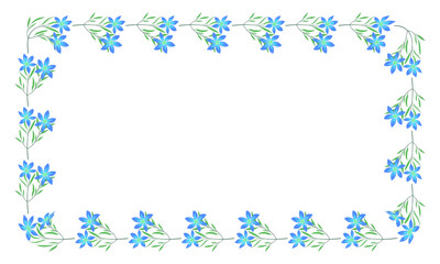 Vector hand drawn floral frame on white background