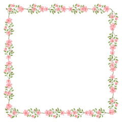 Vector hand drawn floral frame on white background