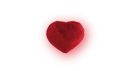 Love heart RED fur.Happy Valentines Day love on white background. FUR shining love heart.