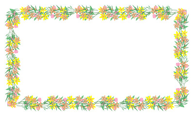 Vector hand drawn floral frame on white background