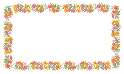 Vector hand drawn floral frame on white background