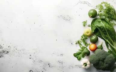 fresh vegetables line horizontally at the background top view