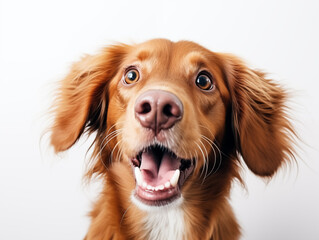 Fototapeta premium Zoomed-in image of a shocked dog's face