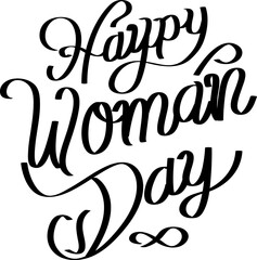 Handwritten  brush lettering of Happy Womanday , Typography design, calligraphy illustration