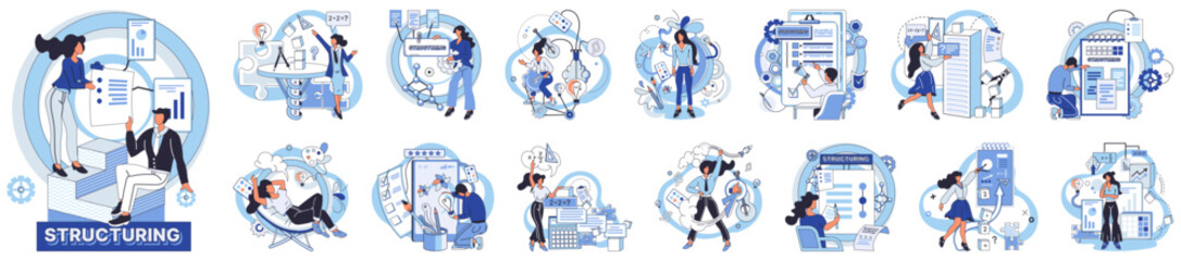 Project management vector illustration. The key to success lies in well-executed plan and meticulous analysis Professional project management involves intelligent organization and efficient workflows