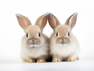 2 fluffy brown rabbits.