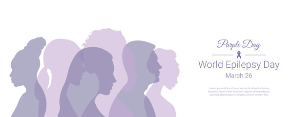 Epilepsy Day. Vector illustration with silhouettes of people.