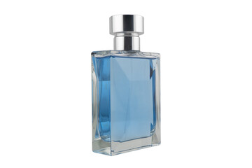 Bottle of perfume isolated on white background. Blank glass spray bottle with perfume isolated.