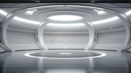 AI Generated. AI Generative. Futuristic space ship galaxy alien door gate entrance sci fi concept neon indoor architecture. Can be used like game or movie inspirational concept