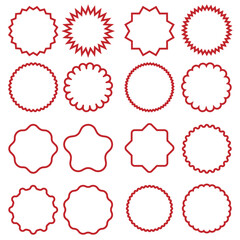 Sunburst icons vector set. Starburst badges icon. Price sticker illustration. Design elements for promo, adds and offers. 
