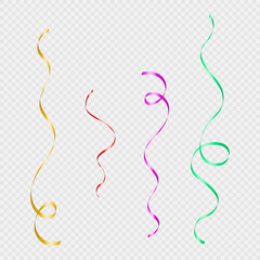 Vector realistic ribbons set on transparent background