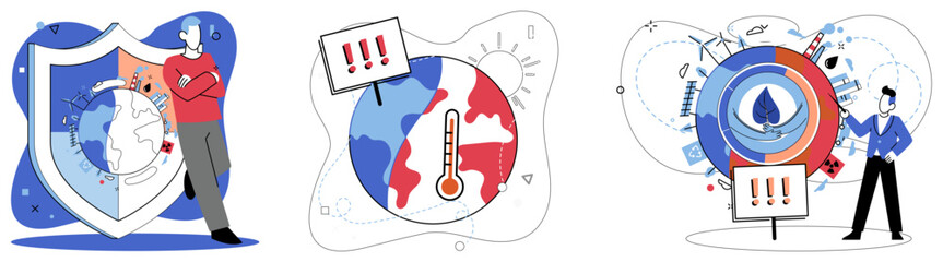 Climate warming vector illustration. Carbon dioxide emissions, like whispers in wind, carry tales our planets environmental plight The global warming saga unfolds, revealing chapters environmental