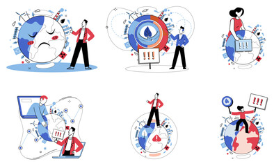 Climate warming vector illustration. The dance ecological elements is disrupted by cacophony climate change and pollution Planet Earth, our celestial home, bears witness to consequences unchecked