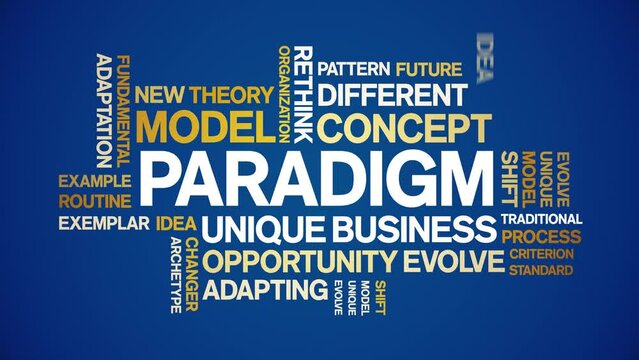 Paradigm animated word cloud;text design animation tag kinetic typography seamless loop.