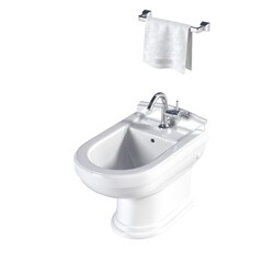 Lavatory pan isolated on a white background, bidet, 3D illustration, and CG render