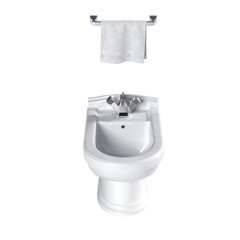 Lavatory pan isolated on a white background, bidet, 3D illustration, and CG render