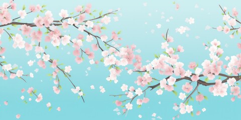 Cherry blossom Japanese pattern spring on blue background