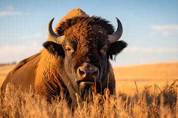Büffel, Bison in der Prärie, erstellt mit generativer KI