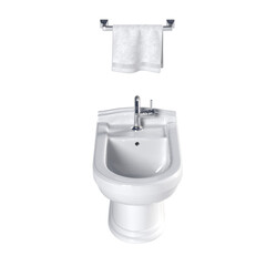 Lavatory pan isolated on a transparent background, bidet, 3D illustration, and CG render
