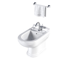 Lavatory pan isolated on a transparent background, bidet, 3D illustration, and CG render
